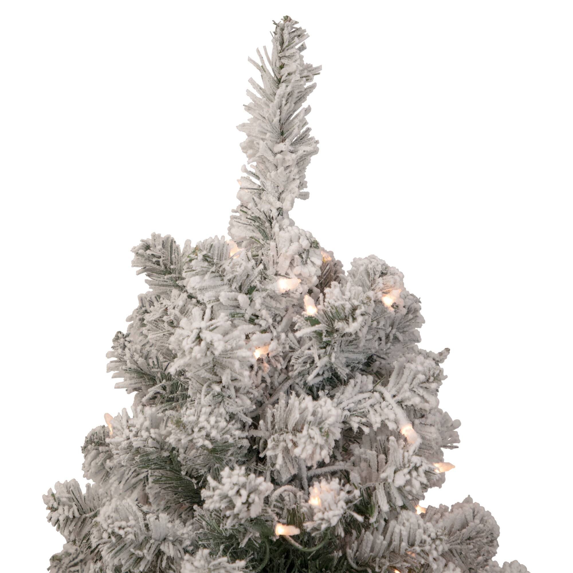3ft. Pre-Lit Heavily Flocked Madison Pine Medium Artificial Christmas Tree, Clear Lights